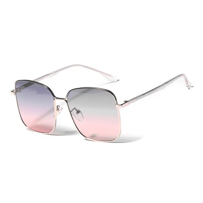 Ralferty Women's Metal Frame Square Sunglasses W9118 Sunglasses Ralferty C1 Gray Pink China As picture
