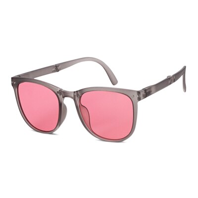 Ralferty Unisex Sunglasses Folding Polarized Square D125 Sunglasses Ralferty C3 Gray - Pink As picture 