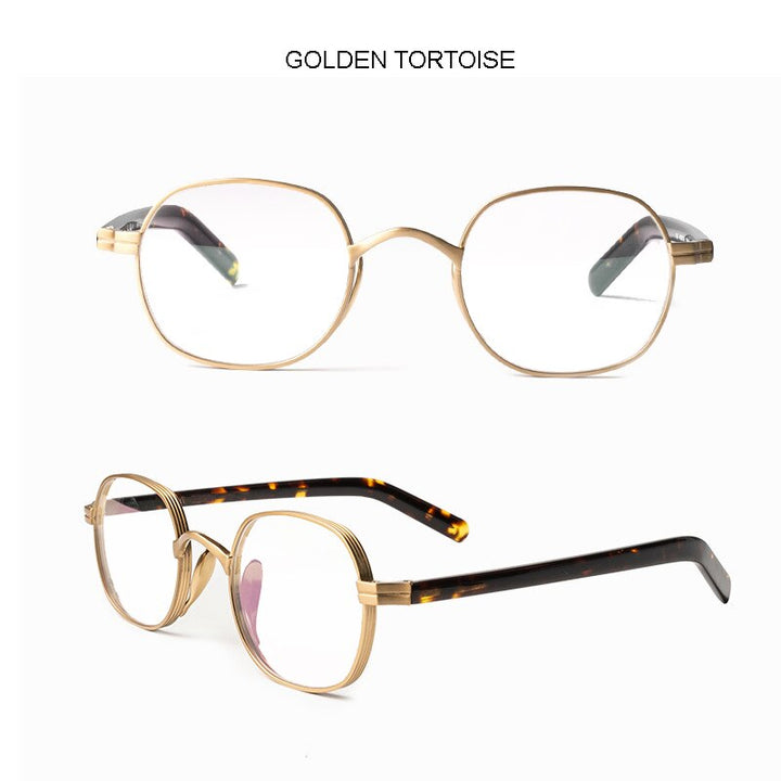 Aissuarvey Square Full Rim Titanium Acetate Frame Unisex Eyeglasses Full Rim Aissuarvey Eyeglasses Gold  
