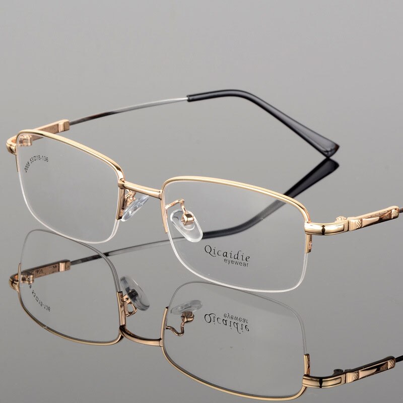 Men's Half Rim Memory Alloy Frame Eyeglasses 2008 Semi Rim Bclear Gold  