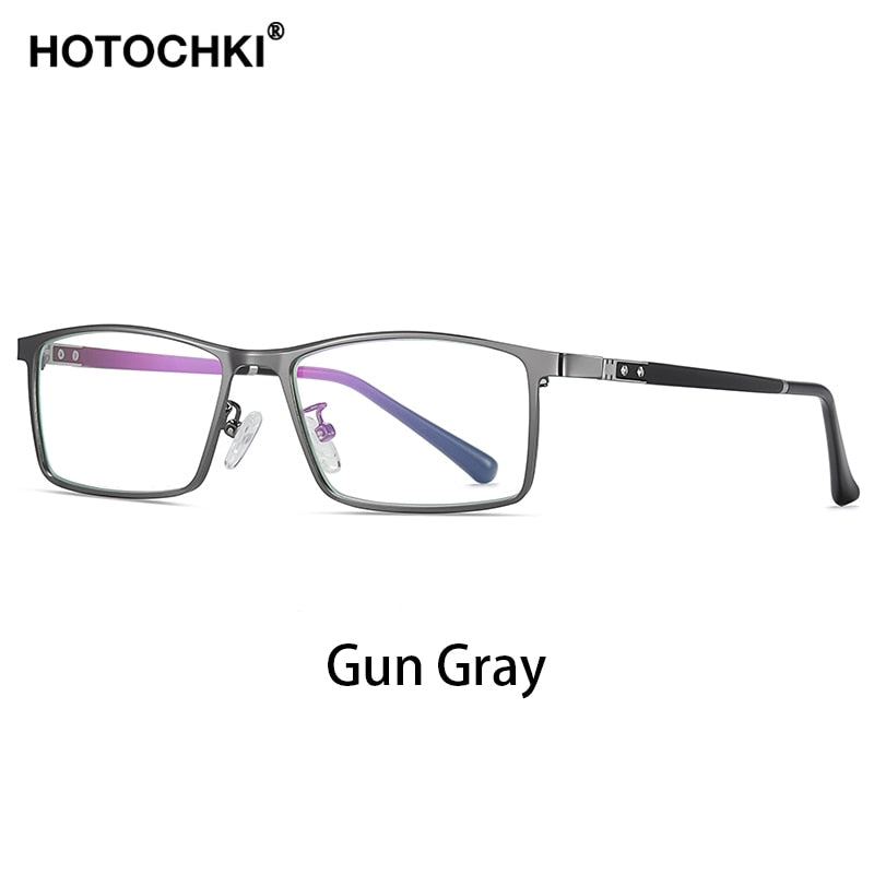Hotochki Men's Full Rim TR-90 Resin Alloy Frame Eyeglasses T316 Full Rim Hotochki Gun Gray  