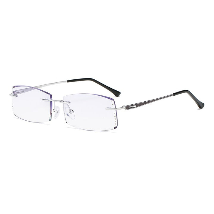 Zirosat 6601 Unisex Eyeglasses Pure Titanium Rimless Diamond Cutting Rimless Zirosat Silver  