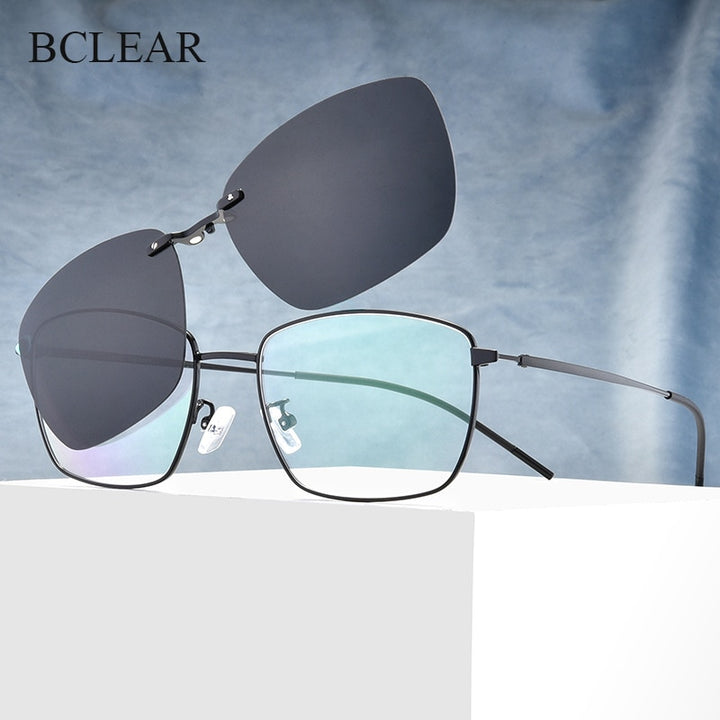 Unisex Alloy Full Rim Clip On Sunglasses Polarized Lenses Zt9335 Clip On Sunglasses Bclear black gray 