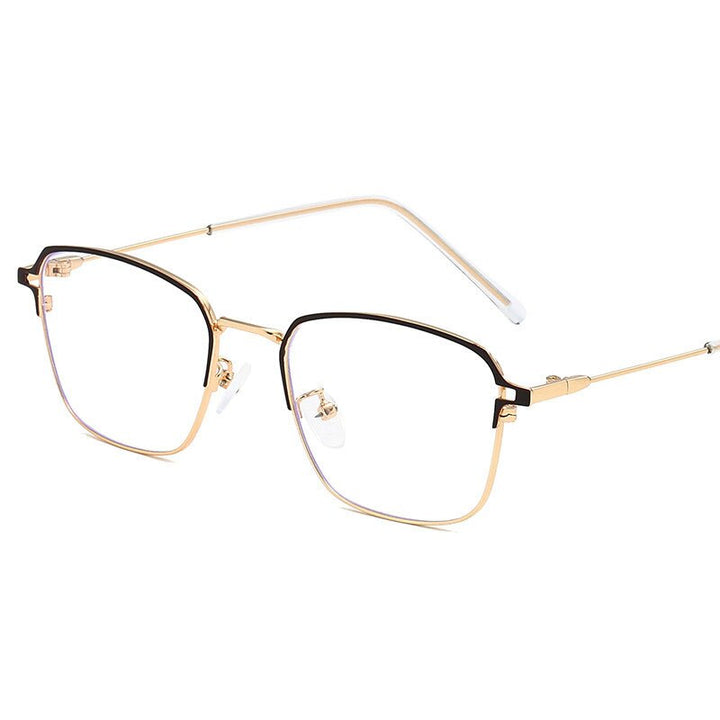 Hotony Unisex Full Rim  Square Alloy Frame Eyeglasses 5006 Full Rim Hotony Tea Gold  