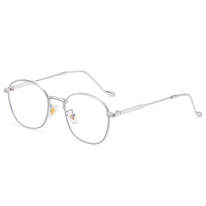 Hotony Unisex Full Rim Rectangle Browline Alloy Eyeglasses F20018 Full Rim Hotony Silver  