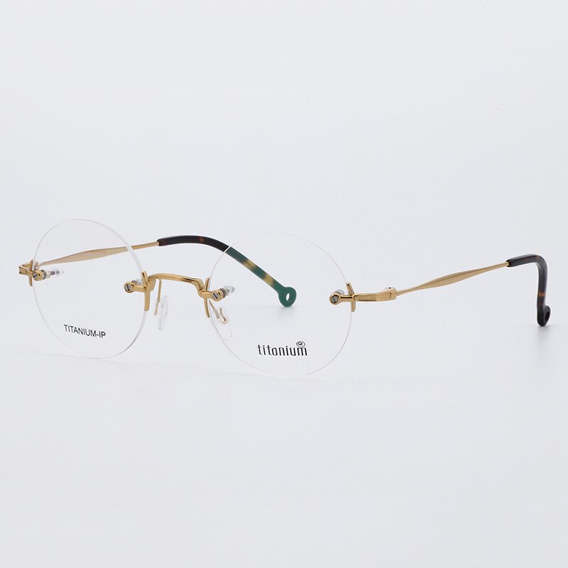 Aissuarvey Rimless Oval Titanium Frame Eyeglasses Unisex Rimless Aissuarvey Eyeglasses Gold  
