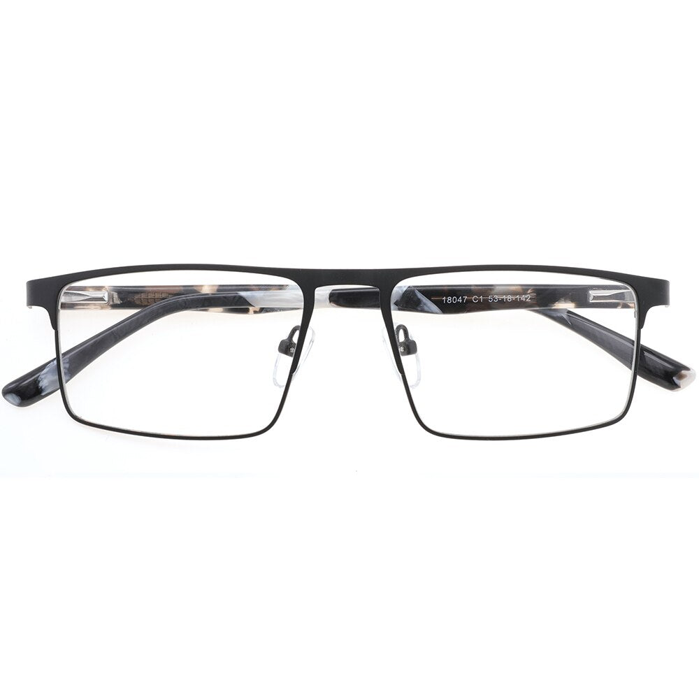 Laoyehui Men's Eyeglasses Square Alloy Reading Glasses 18407 Reading Glasses Laoyehui 0 Black 