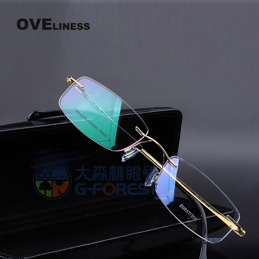 Oveliness Men's Rimless Rectangle Titanium Eyeglasses 5263 Rimless Oveliness   