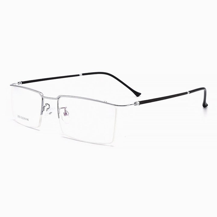 Hotochki Men's Semi Rim Browline Alloy Frame Spring Hinge Eyeglasses 2533 Semi Rim Hotochki Silver  