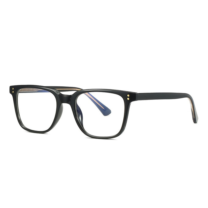 CCspace Unisex Full Rim Square Tr 90 Titanium Rivet Frame Eyeglasses 53104 Full Rim CCspace Black  