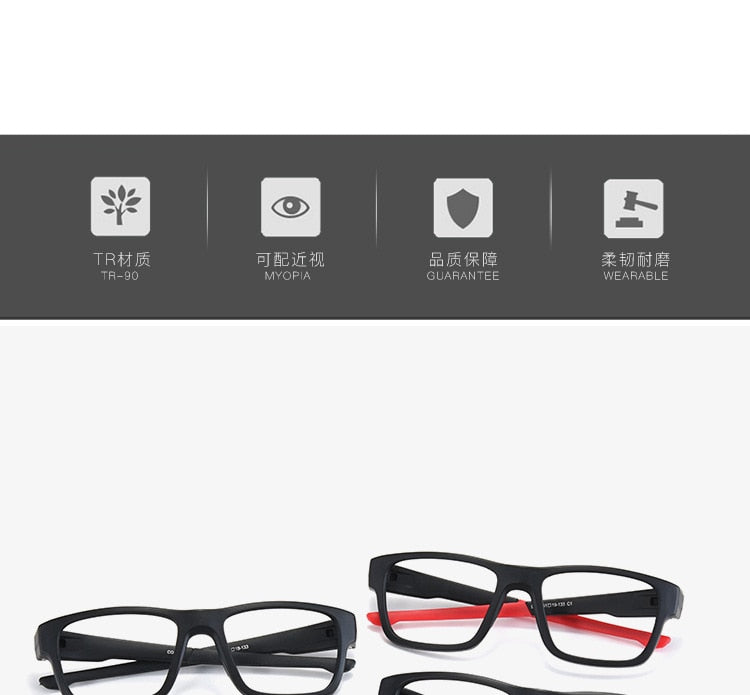 Men's Full Rim TR-90 Plastic Titanium Sports Frame Eyeglasses Zt9224 Sport Eyewear Bclear   
