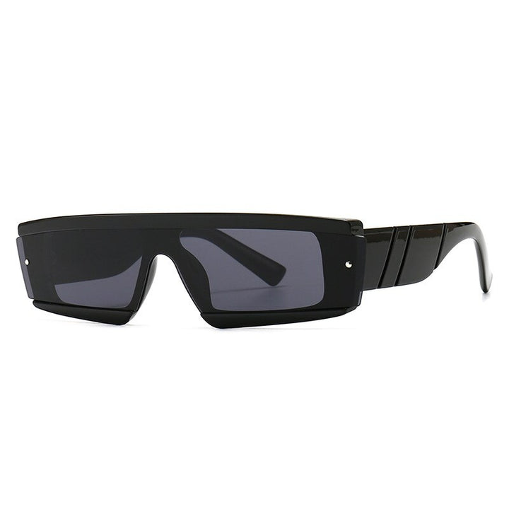 CCSpace Unisex Full Rim Square Resin One Lens Steam Punk Frame Sunglasses 46532 Sunglasses CCspace Sunglasses C1Black  