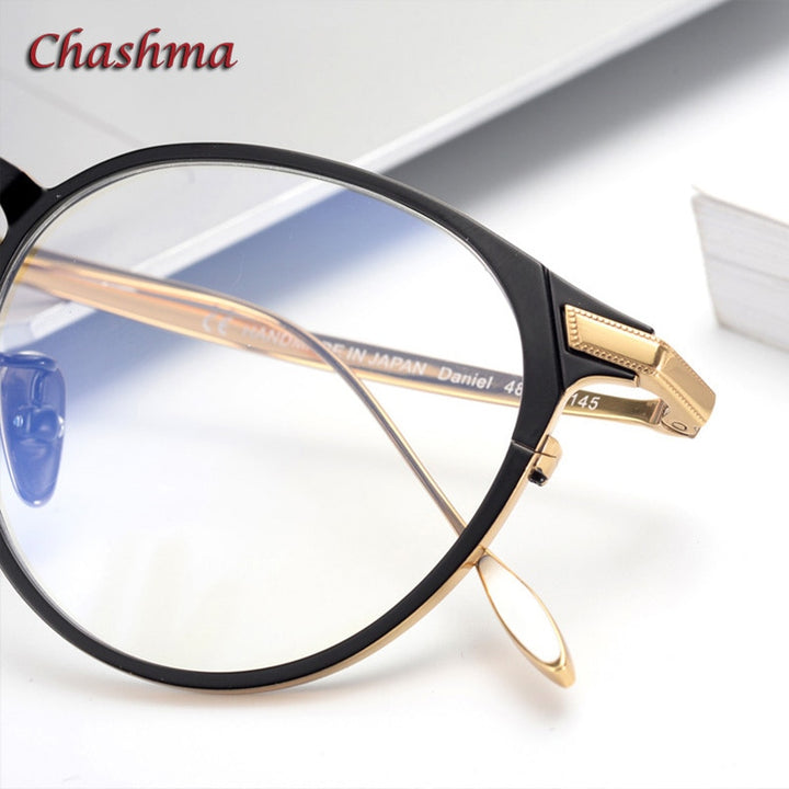 Chashma Ochki Unisex Full Rim Round Titanium Eyeglasses 504 Full Rim Chashma Ochki   