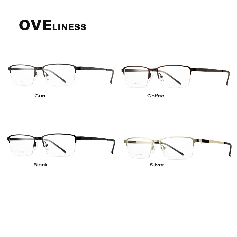 Oveliness Men's Semi Rim Square Titanium Alloy Eyeglasses Ol9877p Semi Rim Oveliness   