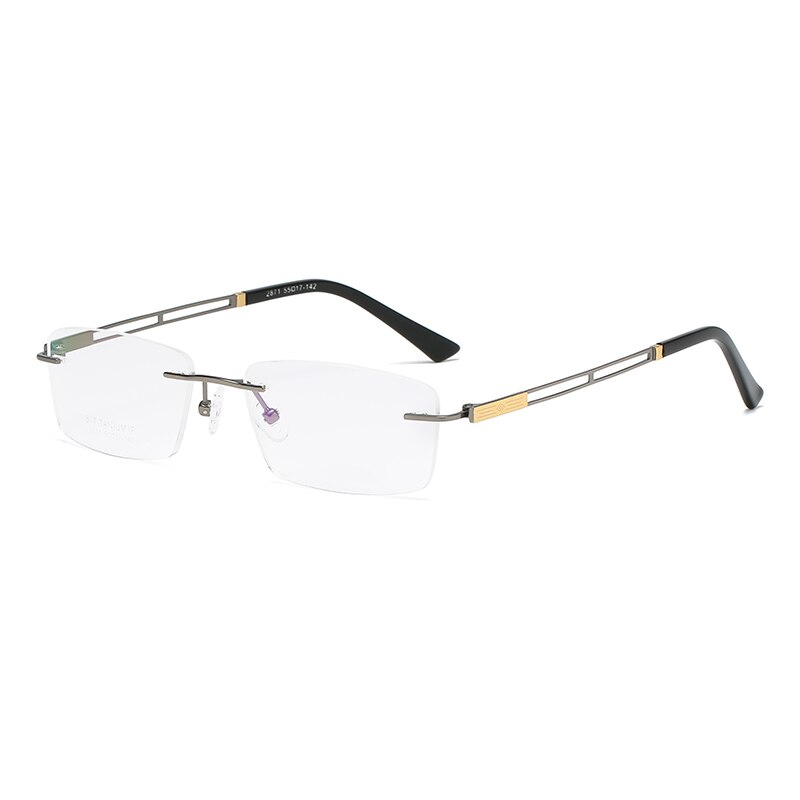Zirosat 2871 Unisex Eyeglasses Pure Titanium Rimless Square Ultralight Rimless Zirosat Grey  