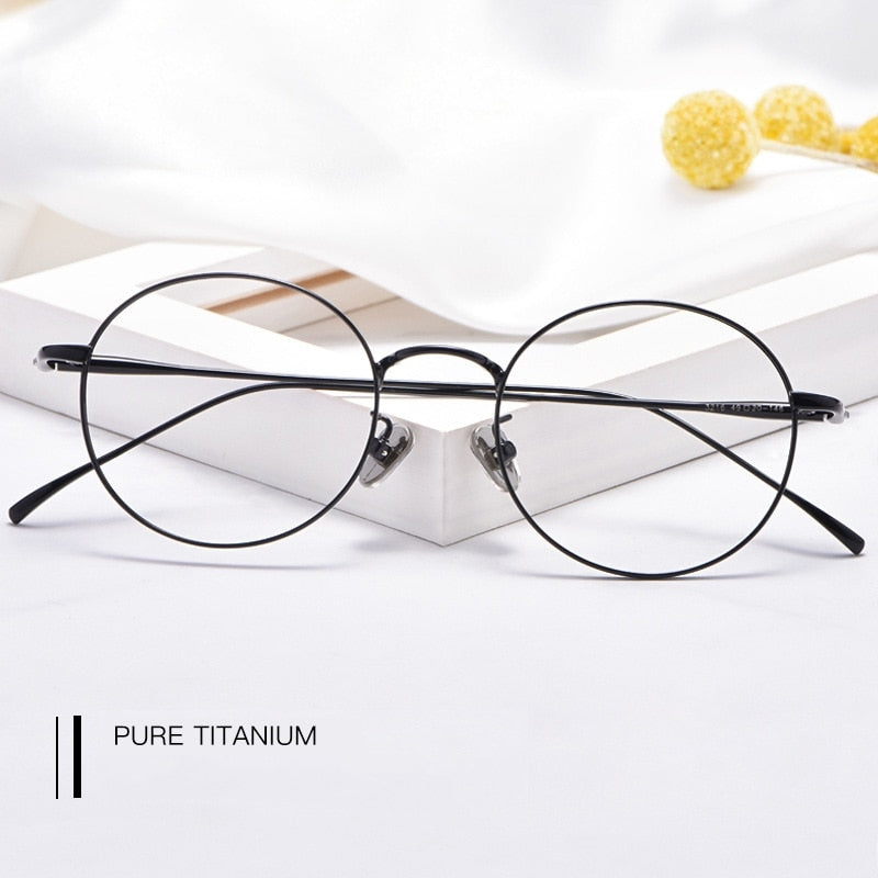 Unisex Eyeglasses Pure Titanium Round Retro Glasses 3216 Frame Gmei Optical   