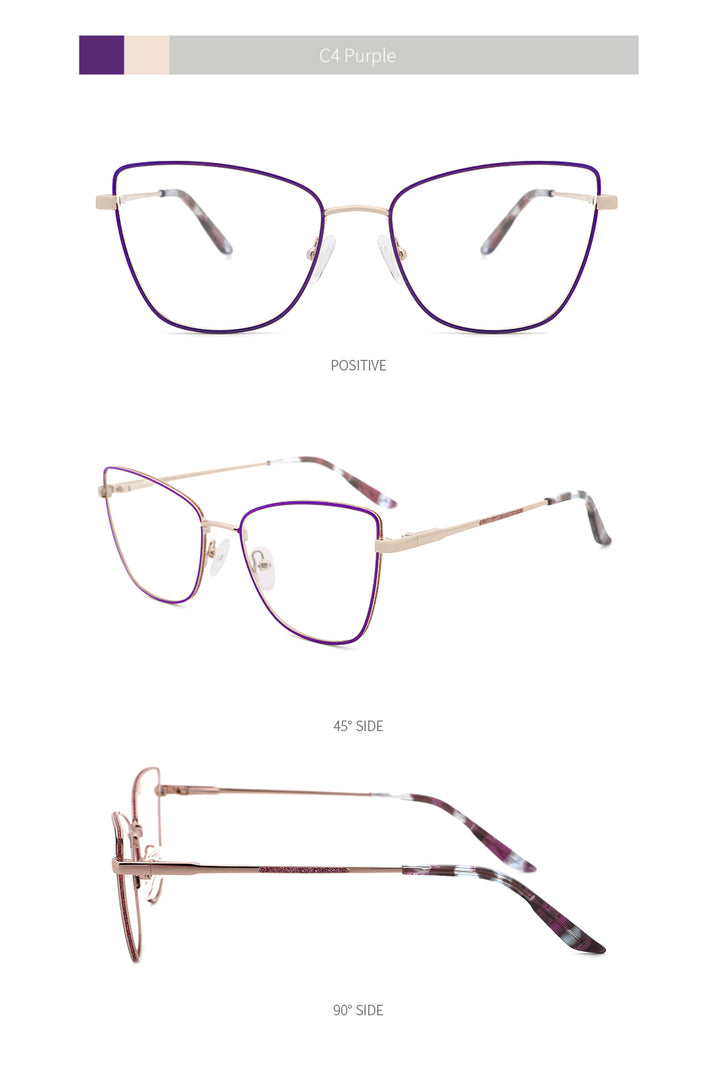 Kansept Women's Full Rim Cat Eye Stainless Steel Frame Eyeglasses Ms3535 Full Rim Kansept   