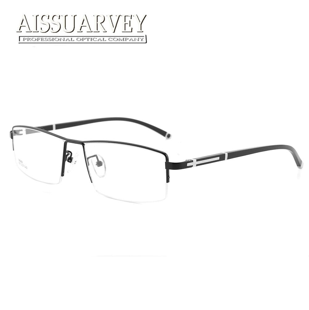 Aissuarvey Men's Semi Rim Metal Alloy Frame Eyeglasses As56200 Semi Rim Aissuarvey Eyeglasses black  