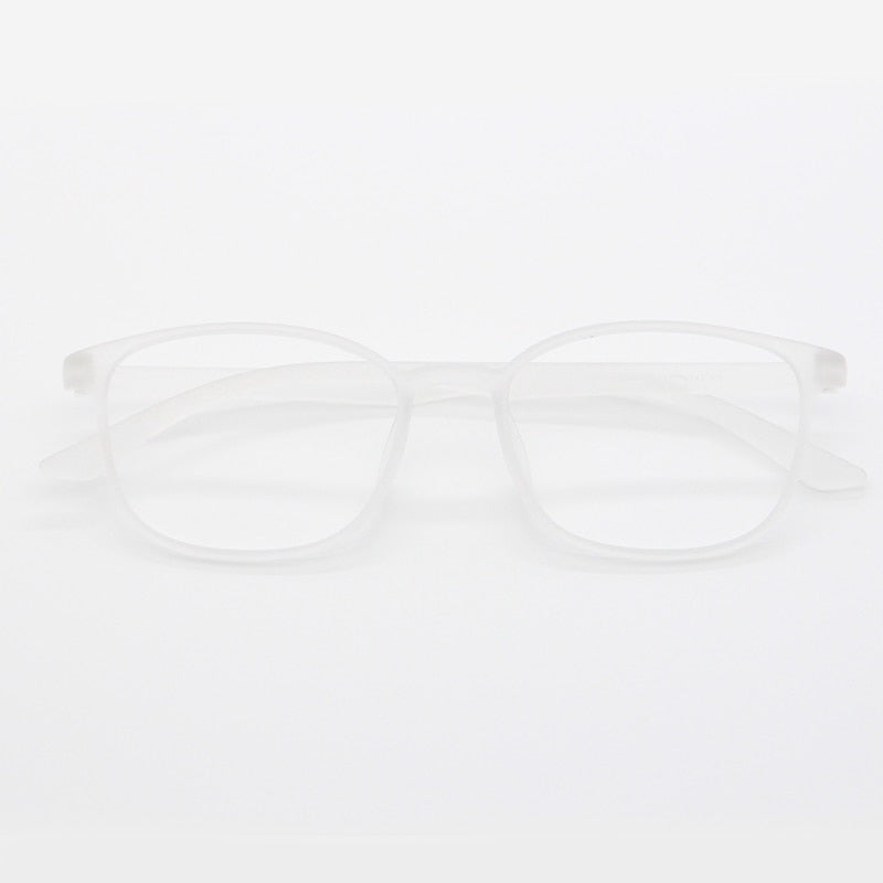 Unisex Full Rim Rectangular TR-90 Titanium Frame Eyeglasses My7010 Full Rim Bclear Matte white  