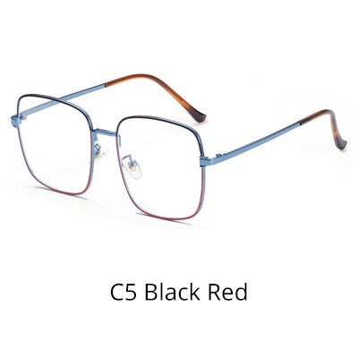 Ralferty Men's Eyeglasses Anti Blue Light Square Oversize W5103 Anti Blue Ralferty C5 Black Red  