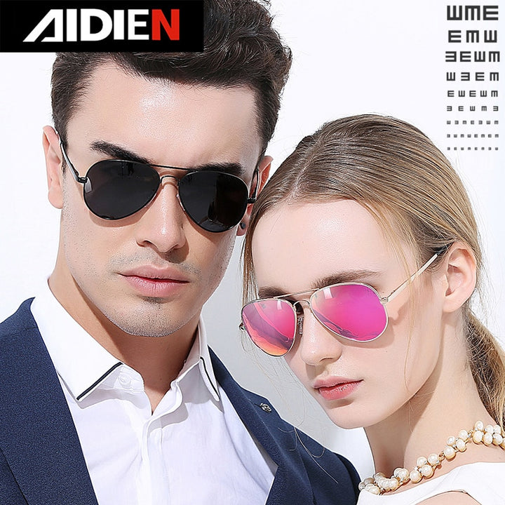 Aidien Unisex Alloy Aviation Myopic Lens Sunglasses Gold Night Vision Purple 6606 Sunglasses Aidien   