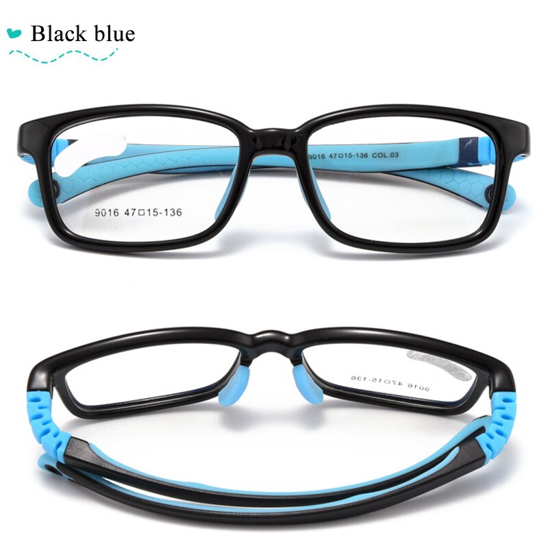 Children's Unisex Plastic Titanium Full Rim Frame Eyeglasses 9016 Full Rim Bclear black blue  
