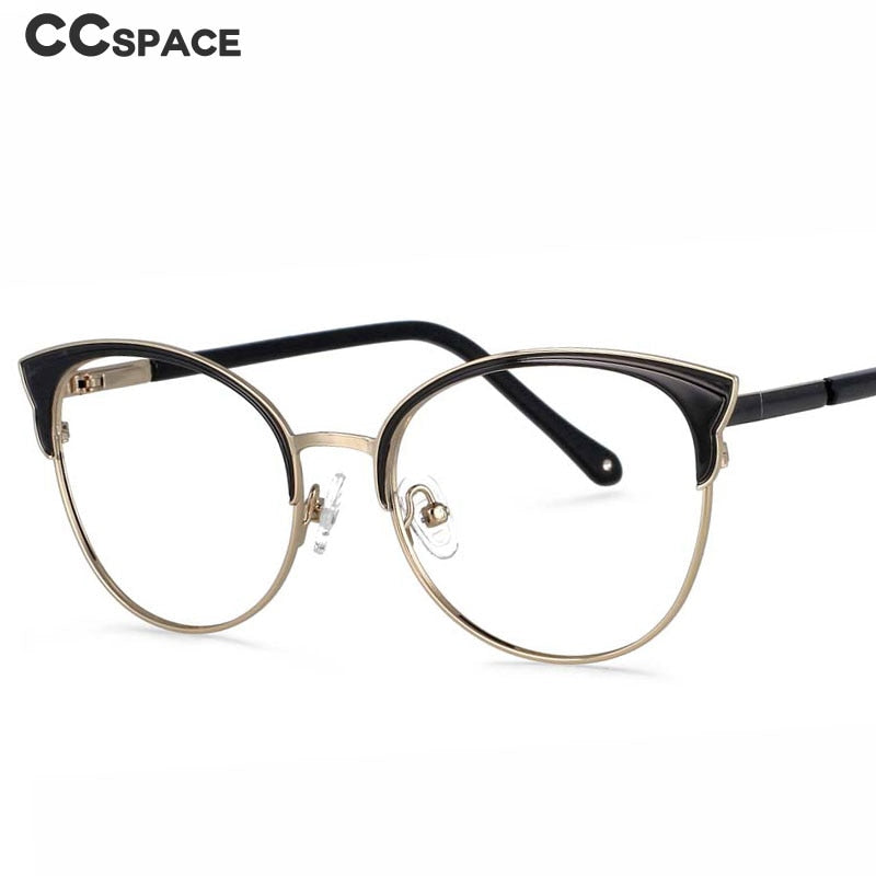 CCSpace Unisex Full Rim Round Cat Eye Alloy Frame Eyeglasses 53990 Full Rim CCspace   