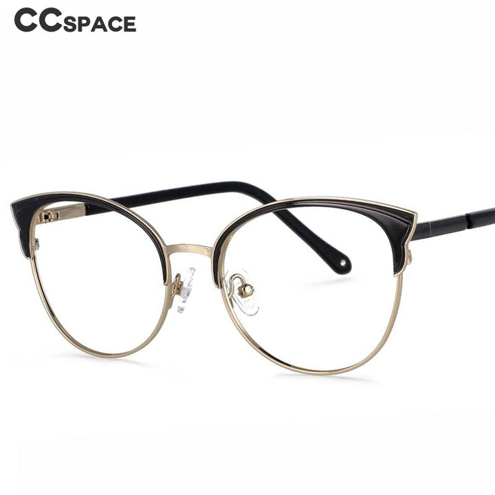 CCSpace Unisex Full Rim Round Cat Eye Alloy Frame Eyeglasses 53990 Full Rim CCspace   