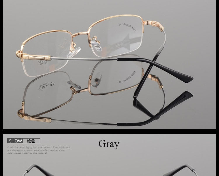 Men's Half Rim Memory Alloy Frame Eyeglasses 2008 Semi Rim Bclear   
