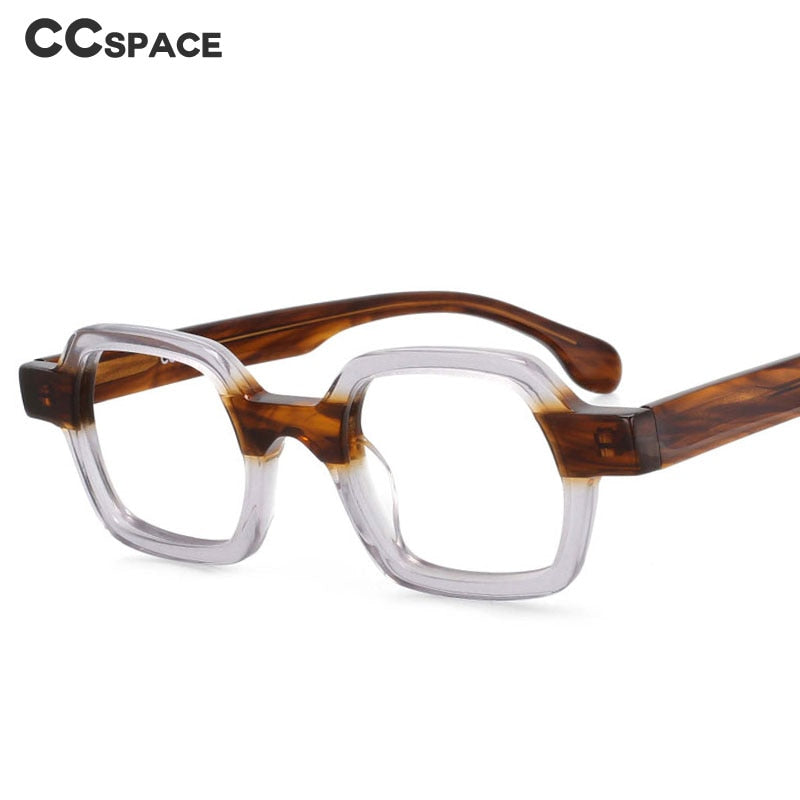 CCspace Unisex Full Rim Square Acetate Small Punk Frame Eyeglasses 49804 Full Rim CCspace   