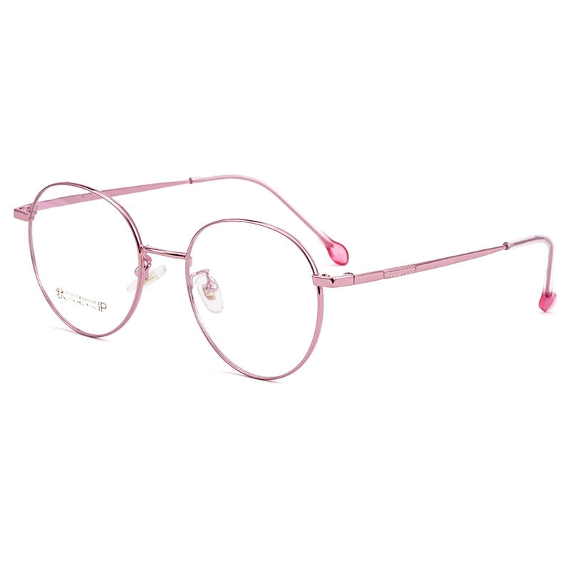 Yimaruili Women's Full Rim Round β Titanium Frame Eyeglasses 2054 Full Rim Yimaruili Eyeglasses Pink  