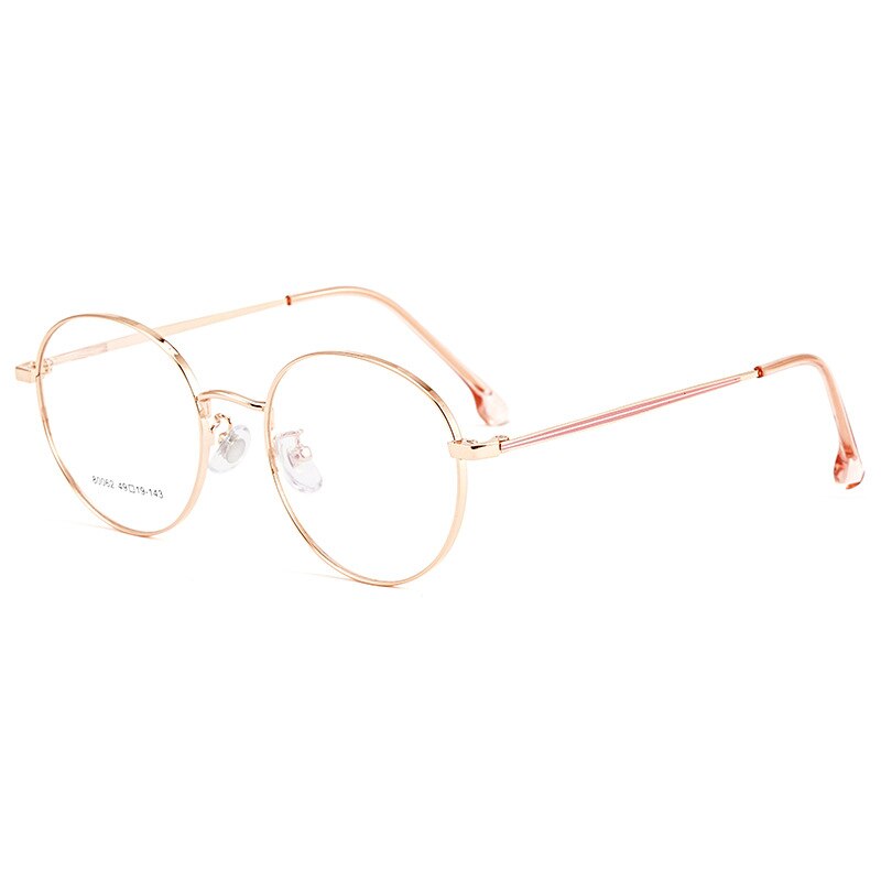 KatKani Unisex Full Rim Round Alloy Frame Eyeglasses 0180062 Full Rim KatKani Eyeglasses Black Rose Gold  