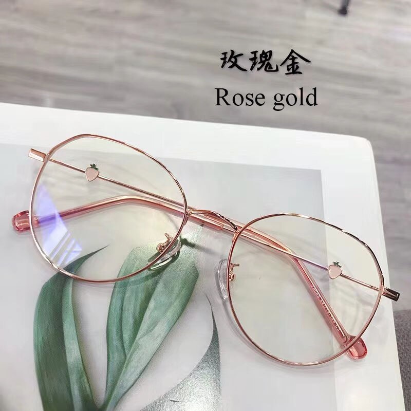 Women's Alloy Baby Carrot Full Rim Eyeglasses 28065 Full Rim Bclear Rose gold  