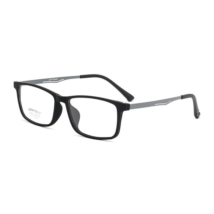 Hotony Unisex Full Rim Rectangle TR 90 Resin B Titanium Frame Eyeglasses 9827 Full Rim Hotony BlackGray  