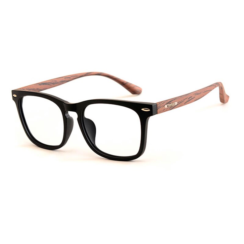 Yimaruili Unisex Full Rim Imitation Wood Resin Frame Eyeglasses 98028 Full Rim Yimaruili Eyeglasses Black Coffee  