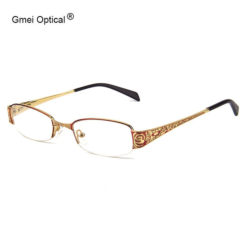 Gmei Women's Eyeglasses Rectangular Half-Rim Alloy T8039 Full Rim Gmei Optical   