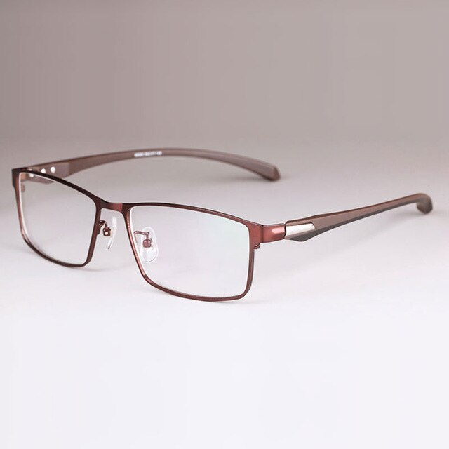 Men's Full Half Rim IP Electroplated Titanium Alloy Frame Eyeglasses 66071 Semi Rim Bclear full rim brown  