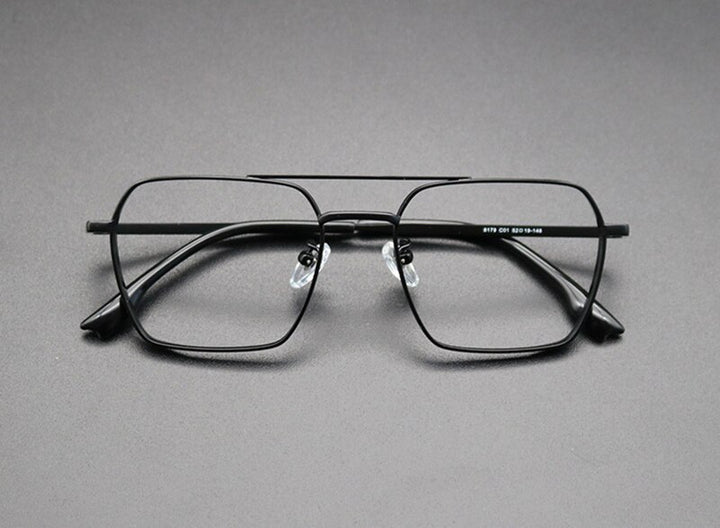 Aissuarvey Titanium Full Rim Double Bridge Frame Men's Eyeglasses Full Rim Aissuarvey Eyeglasses black CN 