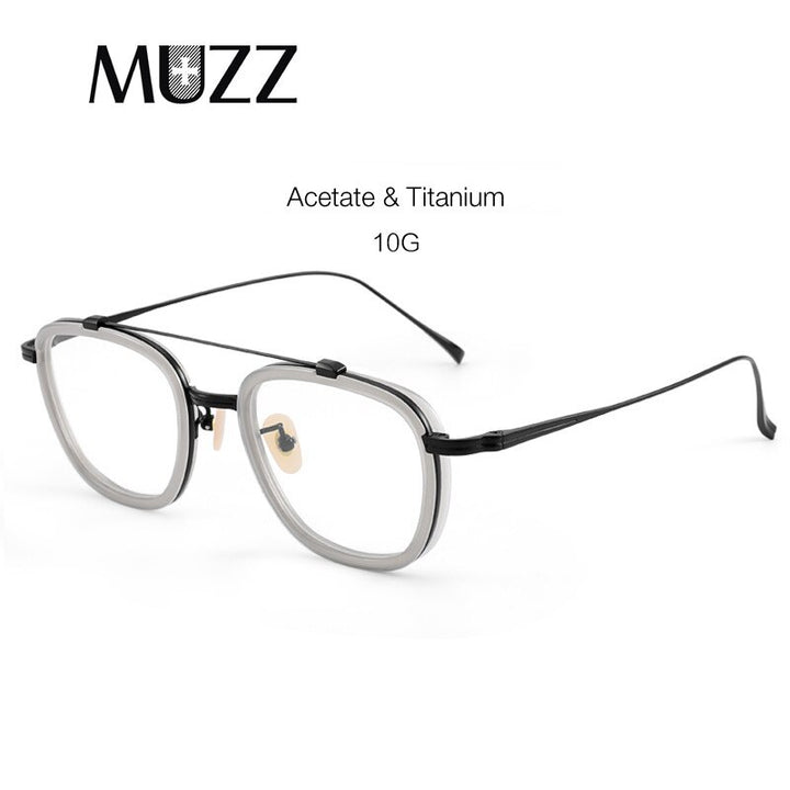 Muzz Unisex Full Rim Square Titanium Acetate Frame Eyeglasses 5209 Full Rim Muzz   