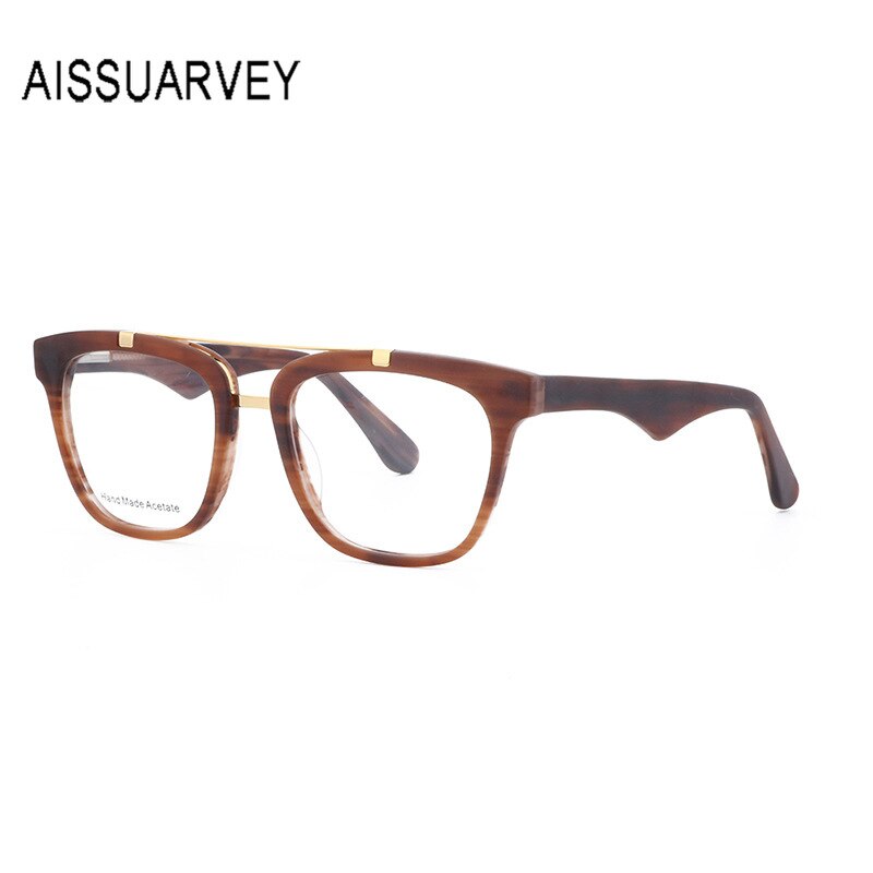 Aissuarvey Acetate Full Rim Double Bridge Frame Unisex Eyeglasses K9177 Full Rim Aissuarvey Eyeglasses C2 CN 