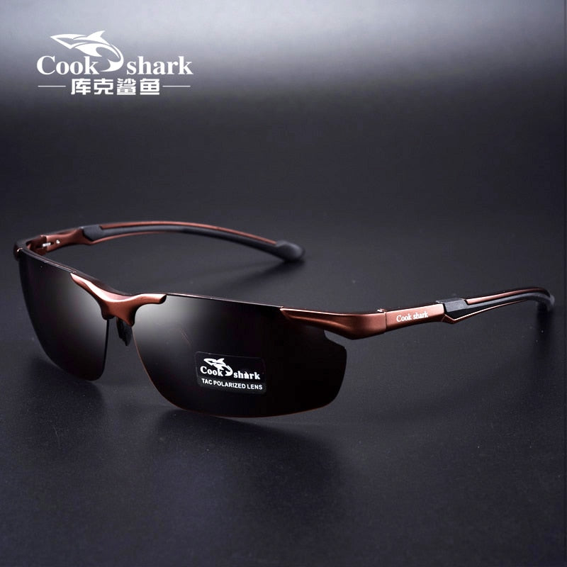 Cookshark Brand Men's Sunglasses Polarized Driving Hipster 8016 Sunglasses Cook Shark Coffee  