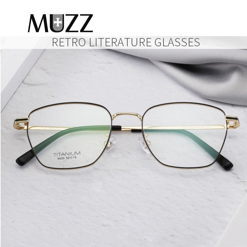 Muzz Men's Full Rim Square Titanium Frame Eyeglasses T9020 Full Rim Muzz   