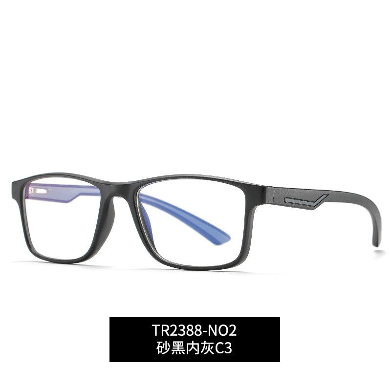 Men's Tr 90 Full Rim Square Frame Eyeglasses Anti Blue Light Full Rim Bclear black gray C 3  