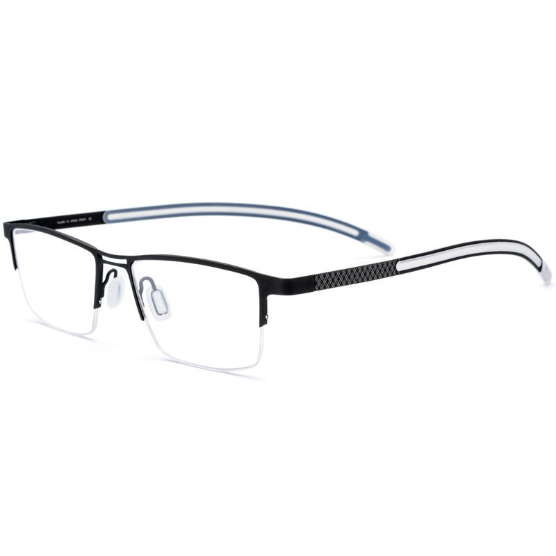 Men's Square Half Rim Titanium Frame Eyeglasses Br1872 Semi Rim Bclear   