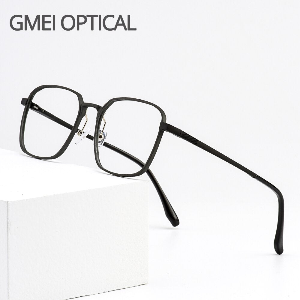 Men's Eyeglasses Hydronalium Frame With Spring Hinges Gf9002 Frame Gmei Optical   