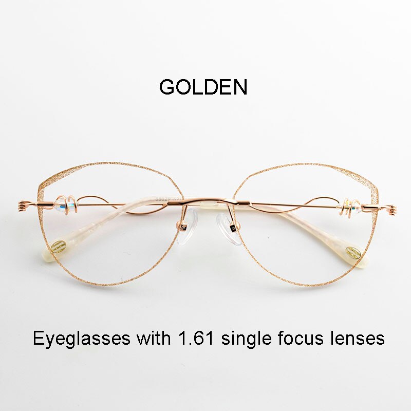 Aissuarvey  Round Rimless Frame Customizable Lens Women's Eyeglasses Rimless Aissuarvey Eyeglasses golden single focus  