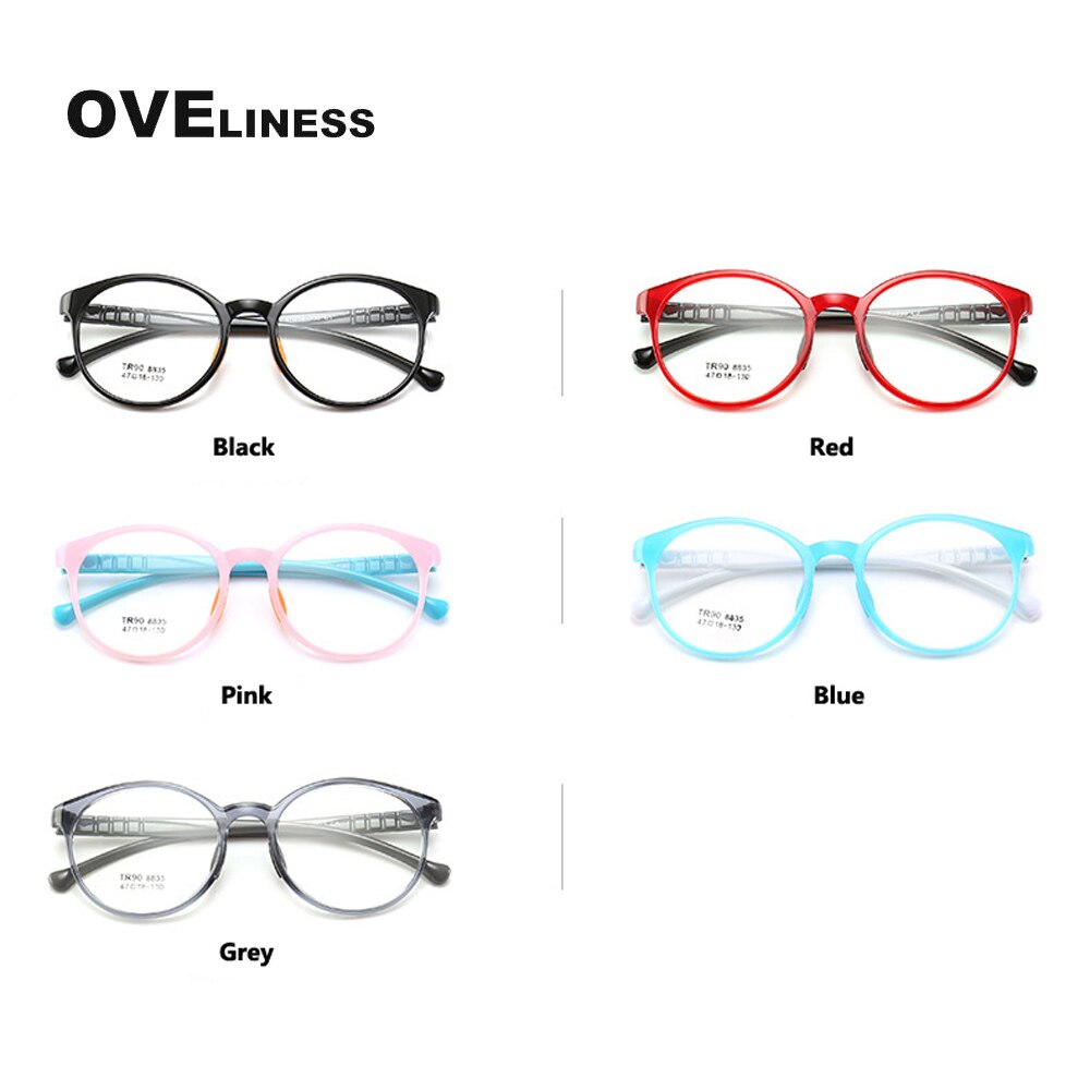 Oveliness Children's Unisex Full Riim Round Tr90 Titanium Eyeglasses 8835 Frame Oveliness   