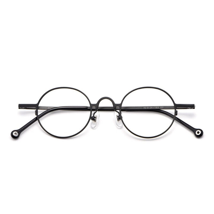 Aissuarvey Unisex Round Titanium Full Rim Frame Eyeglasses Full Rim Aissuarvey Eyeglasses black  