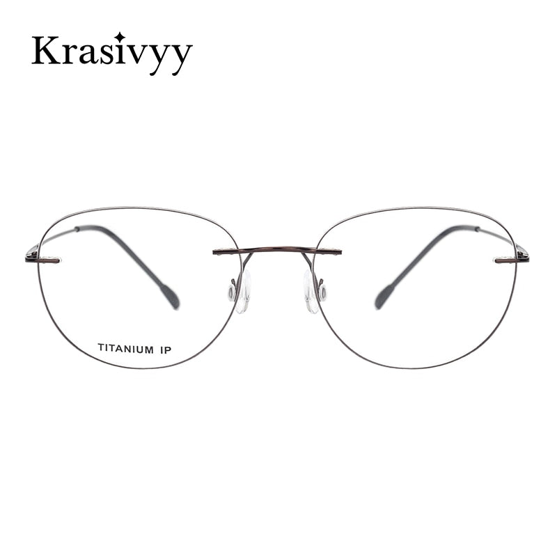 Krasivyy Unisex Rimless Round Square Titanium Eyeglasses Ls03 Rimless Krasivyy   