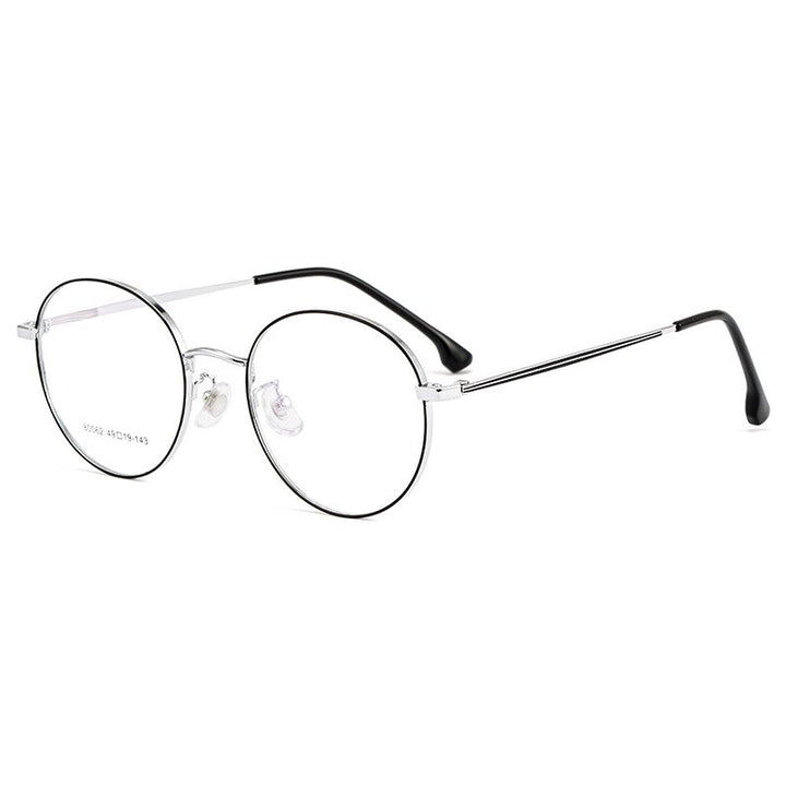 KatKani Unisex Full Rim Round Alloy Frame Eyeglasses 0180062 Full Rim KatKani Eyeglasses Black Silver  